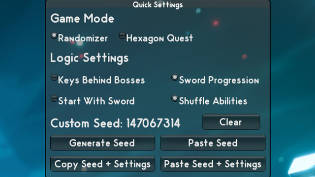 screenshot of the quick settings
